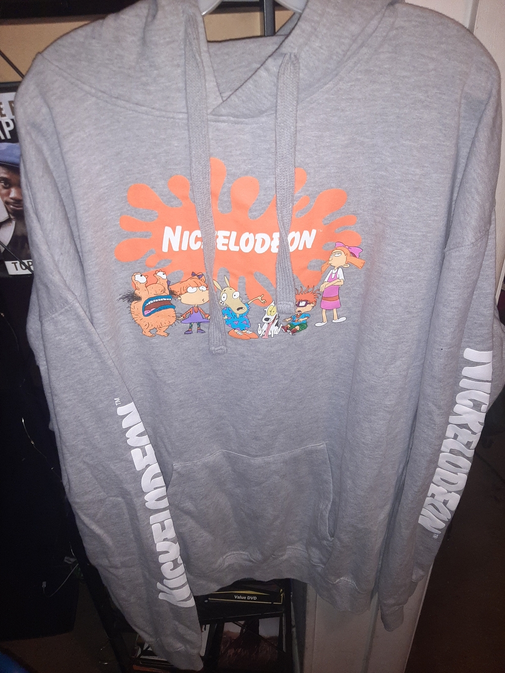 Nickelodeon Gray Graphic Hoodie Sweater with Character Print